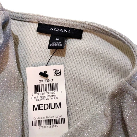 Alfani Silver Metallic Cowel Neck Top NWT - Picture 6 of 6